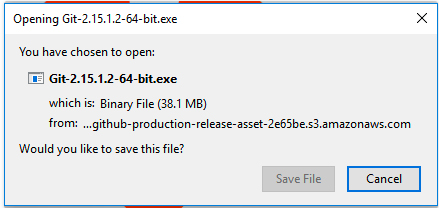 a imagem ilustra a janela de download do arquivo executável Git For Windows.